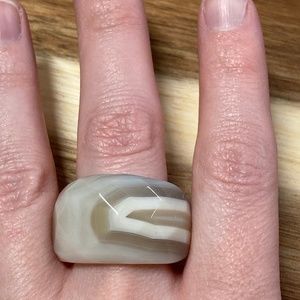 Carved Agate Stripe Ring